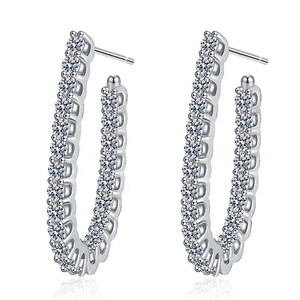 Fully Iced Out VVS Moissanite Diamond Stud <b>Earrings</b> IGI Certified 14K White Gold Plating Diamond Hip Hop Style for Women - Product Image 5