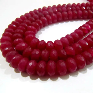 Cuentas de rubí teñidas, cuentas de rubí facetadas Rondelle, tamaño 8-9mm, hebra de 13 pulgadas de largo, cuentas de piedras preciosas microfacetadas - Product Image 1