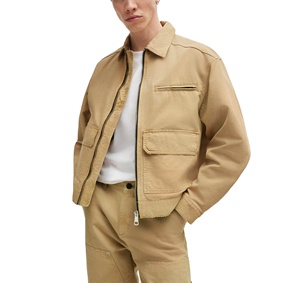 Veste de travail en coton sergé pour homme, poids lourd, lavée, fermeture éclair de sécurité, veste de travail en toile, streetwear - Product Image 3