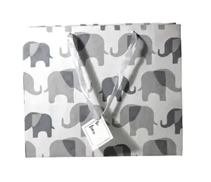 Recycled Cotton Handmade Paper With Two Color Ink Print All Around Matching Satin Ribbon Handles Lovely Premium Gift Bag