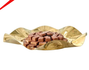 Recién llegado, plato de chocolate de diseño de acero inoxidable con acabado dorado para hotel, restaurante y bar - Product Image 4