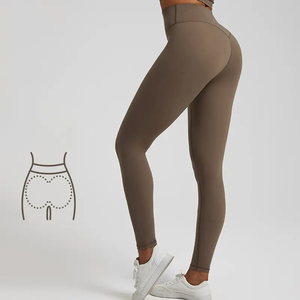 Pantalon de yoga taille haute pour femmes legging sans couture respirant avec logo personnalisé vente en gros. - Product Image 3