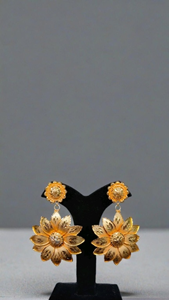 Certified Grade <b>Earrings</b> Set with Flower Designed 22CT Gold Plated Trendy Style <b>Earrings</b> Jewelry for Women Wear - Product Image 3