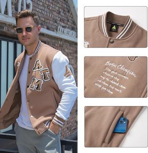 Vente en gros de vestes universitaires élégantes manteaux Letterman en toile personnalisables avec patchs de broderie pour les clubs d'écoles de sport à la mode - Product Image 4