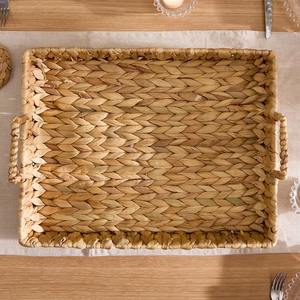 Paniers et plateaux en paille naturelle de qualité supérieure, ensemble de plateaux décoratifs pour la maison en jacinthe d'eau - Product Image 4