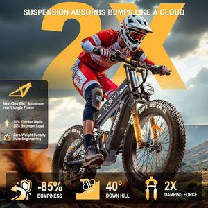 Bici elettrica a doppia batteria per adulti, bici da terra E da 48V 41AH 160 miglia a lungo raggio, motore da 3000W da 40mph, EBike veloce da 26" - Product Image 4