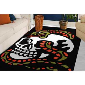 <b>Skull</b> and Snake Rug: Modern Abstract Home <b>Decor</b>,With Pile Soft Rug - Product Image 1