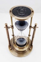 Horloge à sable artisanale en laiton poli et verre, design vintage avec support rotatif, minuterie 10-15 min, décoration maison et bureau