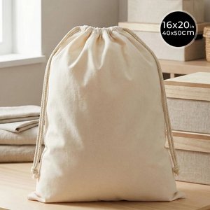 16 X 20 (40 X 50 Cm) Organic Cotton Drawstring <b>Pouch</b> Embroidered Logo Screen for Watches Crafts Customizable 4 oz <b>Laminated</b> - Product Image 2