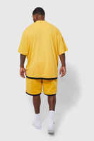 Ensemble T-shirt 100% coton personnalisé pour hommes grands et grands surdimensionnés ensemble court respirant deux pièces 6x-10x bouffée impression High Street thermique