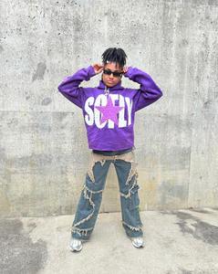 Pull pour hommes de haute qualité surdimensionné 100% coton mélangé impression numérique poche broderie hiver polaire à capuche - Product Image 3