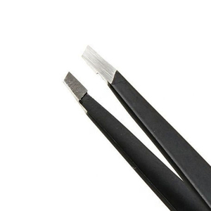 Pinzas de belleza para cejas multicolor de calidad superior inclinadas/punta plana de acero inoxidable - Product Image 3