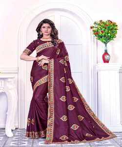 Vêtement de soirée indien Designer Saree Broderie Soie Saree avec chemisier Mesdames Porter Surat Sari Party Wear Vêtement de mariage - Product Image 2