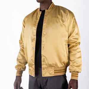 Chaqueta de bombardero de poliéster personalizada para hombre, chaqueta de bombardero de satén barata de alta calidad al por mayor, chaqueta de bombardero de satén de béisbol personalizada para hombre - Product Image 1