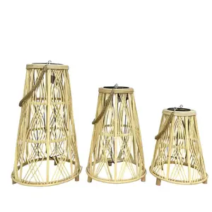 新设计竹灯笼烛台编织天然蜡烛罐廉价散装越南供应商