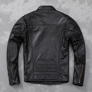 ที่ดีที่สุดแจ็คเก็ตหนังวัวหนังแกะ100% ของผู้ชายเสื้อโค้ทเฟอร์แนววินเทจคุณภาพสูงเสื้อโค้ทขนสัตว์กระเป๋าแบบบางสำหรับขี่มอเตอร์ไซด์ฤดูหนาว - Product Image 4