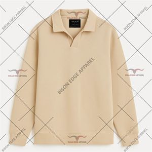 Chemise à manches longues en polyester tricoté pour homme, marque Bison Edge Apparel, avec poche et logo personnalisé sur le devant, style décontracté, service OEM - Product Image 2