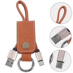 Xách tay 3A sạc nhanh Loại-C Cáp tinh khiết đồng da Móc chìa khóa và vòng Cáp dữ liệu cho iOS máy tính cho điện thoại di động - Product Image 2