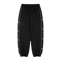 Pantalon de jogging ample pour homme en molleton 100% coton avec boutons latéraux pour entraînement décontracté, gym et streetwear