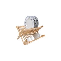 Égouttoir à vaisselle et bols mural pliable à double niveau, moderne et écologique, en bois