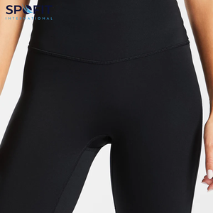 Venta al por mayor de mallas de Yoga de cintura alta para las mujeres impresas moda deportes Activewear con logotipo personalizado 100% algodón mallas acampanadas - Product Image 4