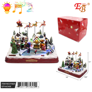 Set di ornamenti natalizi da esterno da 4 pezzi/CS 14 \ "X8.5 \" X11 \ "lampada a vento pupazzo di neve con luci natalizie in plastica a corrente continua/a batteria - Product Image 1