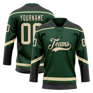 Maillot de hockey sur glace de numéros de nom d'équipe de logo brodé de couleur verte avec le service d'approvisionnement d'OEM - Product Image 3