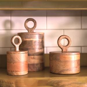 Contenedores de almacenamiento de madera de acacia, tarro de madera con tapa, tarros canistar naturales para cocina, especias, frijoles y hierbas, contenedor - Product Image 6