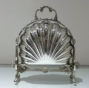 Boîte à biscuits pliante en forme de coquille Biscuit anglais victorien Baril chauffant plaqué argent antique pour la décoration intérieure et l'hôtel - Product Image 1