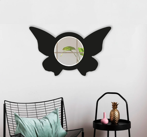 Miroir mural en métal, miroir mural d'art décoratif, miroir papillon en métal, décoration murale miroir moderne - Product Image 1