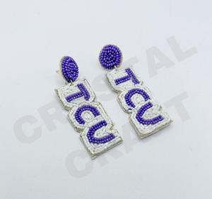 Bella Maddison <b>Vintage</b> Designer Beaded <b>Earrings</b> Unisex Patriotic Memorial Day Orange White Blue Wedding Glass Beads CRYSTAL - Product Image 4