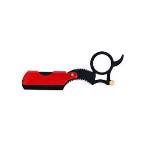 Rasoir à lame universelle, finition satinée, trou unique, rasoir droit de barbier, noir rouge, rasage et coiffage des cheveux - Product Image 1