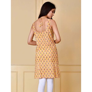 <b>Yellow</b> Floral Printed Cotton Sleeveless <b>Tank</b> <b>Top</b> Short Poplin <b>Top</b> - Product Image 5
