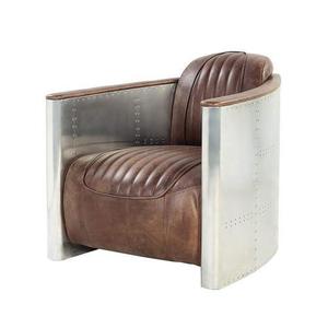 Sofá aviador de couro estilo loft, cadeira para sala de estar, sofá de alumínio e aviador
