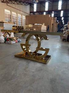 DreamLike Factory Modern Home Ensemble de table à manger en acier inoxydable avec cadre doré Meubles Table à manger de luxe Table de mariage - Product Image 4