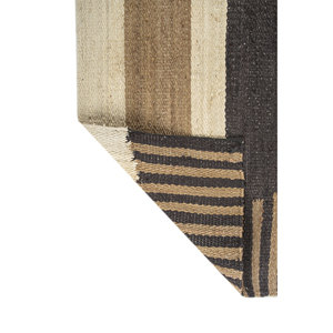 Tapis Kilim Rectangulaire Rayé Fait Main Nomadic Threads PDJT-738 en Jute et Chanvre Tissé Plat Ivoire pour Salon, Chambre et Couloir - Product Image 5