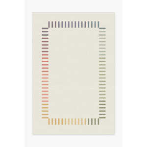 Marlowe Ivory Rainbow Kilim <b>Rug</b> Handmade Flatwoven Polyester Carpet for Living Room Abstract Pattern for Hallway Use - Product Image 5