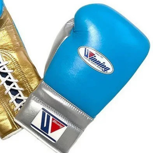 Winning <b>Lace</b> Up Boxing <b>Gloves</b> Sky Blue Silver Gold Premium Leather Professional Boxing <b>Gloves</b> for Training Sparring 8oz 10oz - Product Image 4