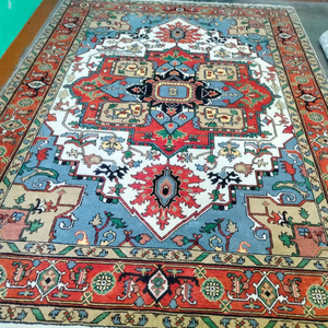 Luxury 9x12 Abstract Oushak Hand Knotted Cotton Non-Slip Persian Style Area Rug Set for Living Room - Product Image 1