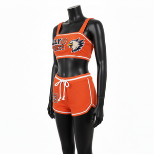 Conjunto de Bikini para Mujer, 220 GSM, Poliéster y Spandex Acanalado, Naranja Brillante con Paneles Blancos, Logotipo Personalizado con Transferencia Térmica - Product Image 6