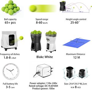 Machine à balles de tennis Mini Pro de qualité supérieure-Entraîneur intelligent télécommandé avec une capacité de plus de 65 balles - Product Image 3