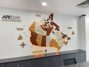 Carte d'artisanat en bois 3D cadeau de pendaison de crémaillère en bois décoration de la maison voyage carte du monde - Product Image 3