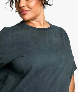 T-shirts surdimensionnés de qualité supérieure T-shirt lavé à col rond pour les femmes T-shirt parfait et idéal Athletic Casual Wear Soft - Product Image 5