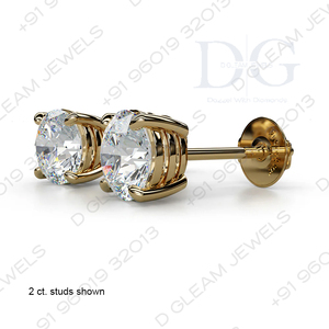 Children's White Gold Rose Gold 4 Prong Three Rail <b>Set</b> Trendy 2 Ct Moissanite Diamond <b>Stud</b> <b>Earrings</b> for Wedding Anniversary - Product Image 3