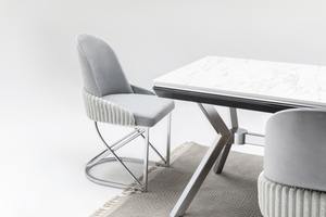 ชุดรับประทานอาหารสแตนเลสที่ทันสมัย, พนักพิงตามหลักสรีรศาสตร์เปิดประทุนและขยายได้สำหรับห้องรับประทานอาหารและห้องนั่งเล่นที่บ้าน - Product Image 3