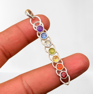 Meilleure Qualité Designer Boho Style 925 Sterling Silver Spinner Multi Stone Cadeau De Mariage Pendentif Haute Qualité Gemme Arc-En-Ciel - Product Image 1