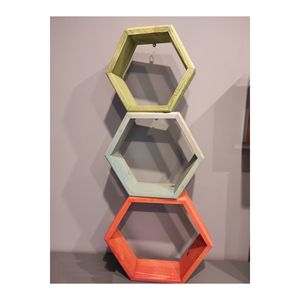 Mensola decorativa in legno esagonale colorato