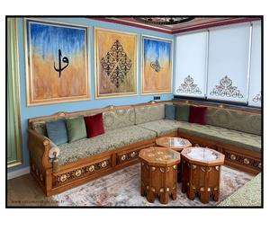 Diseño interior árabe Majlis, diseño clásico moderno, elegante conjunto de sala de estar, asientos de esquina de lujo, diseño que ahorra espacio - Product Image 1