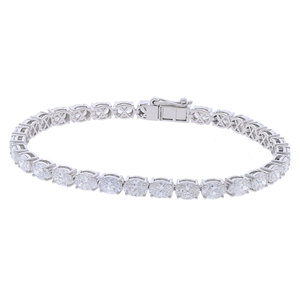 Élégant bracelet en diamant CVD plaqué or blanc 14 ct plaqué rhodium cultivé en laboratoire coupe ovale design tennis à quatre broches bijoux fins de luxe - Product Image 1