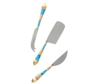 Ensemble d'outils à fromage de table argenté Accessoires de cuisine Poignée de designer Cuillère Couverts Manche en métal Cuillère Couteau Fourchette - Product Image 3